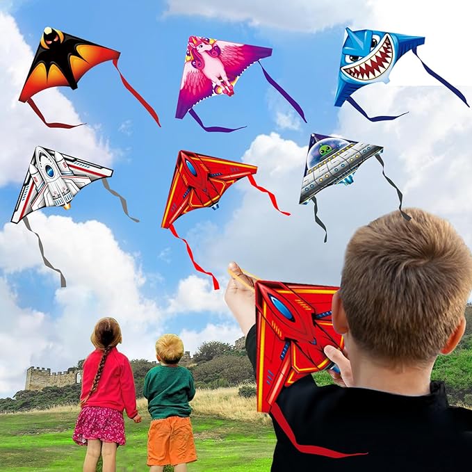 YongnKids 6 Pack Mini Kite for Boys Girls Age 3-5 4-8, Finger Launcher Kites Easy to Fly Ejection Flying Toys Kite for Kids Teens Ages Beach Park Backyard Outdoor Sports