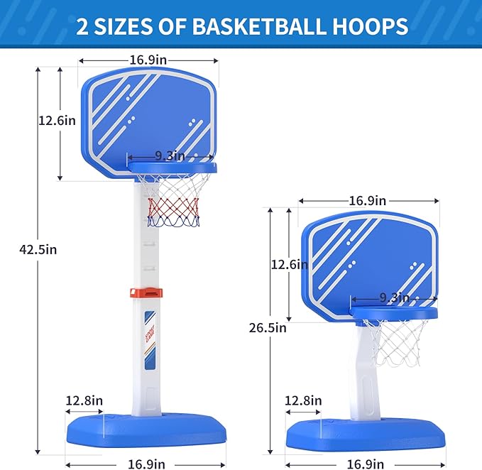Pool Basketball Hoop, Poolside Basketball Hoop for Swimming Pool, Includes 4 Balls and Pump, Adjustable Height Indoor Outdoor Play, Pool Toys Game for Kids