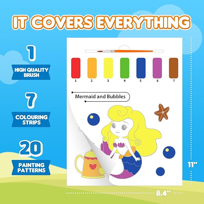 YPLUS Paint with Water Books for Toddlers, Art Craft Toys Watercolor Painting Paper for Kids, Gift for Kids Ages 1-3, 2-4, 4-6, Drawing with Brush - Travel