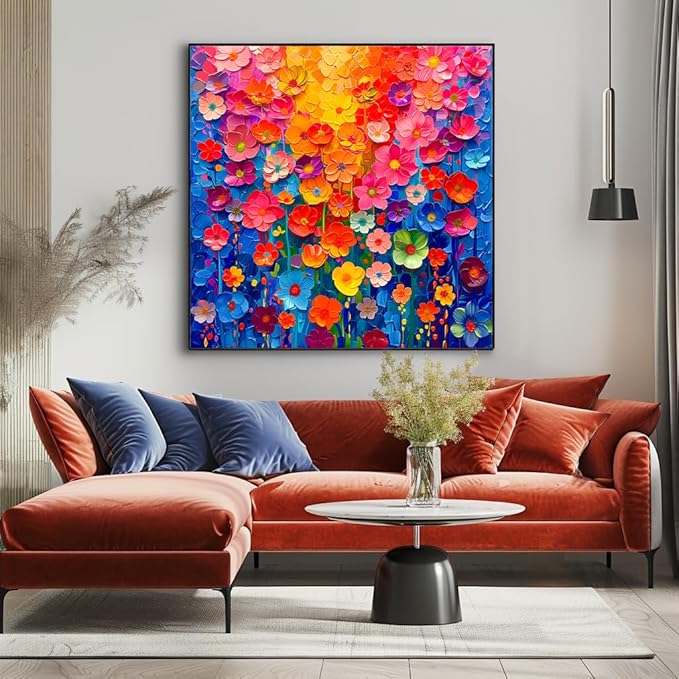 Jigsaw Puzzles for Adults 1000 Pieces,Colorful Flower Wall Puzzles for Adults, Painting Floral Art,Gradient Rainbow Flowers Wall Decoration