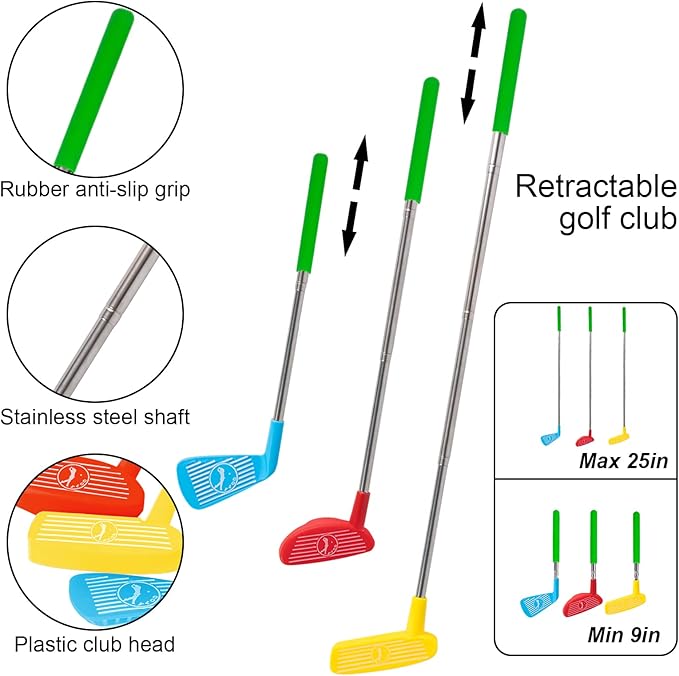 Liberry Toddler Golf Set, Retractable Toy Golf Clubs for Kids Ages 2 3 4 5, Indoor and Outdoor Sports Games Birthday Gift for Boys Girls