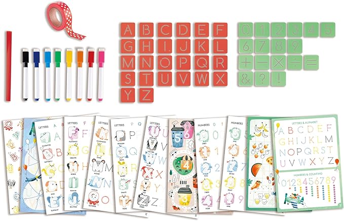 Hape Letters and Numbers Tracing - Alphabet Handwriting Practice Books for Kids - Educational Letter Stencils for Children Aged 4+ Years