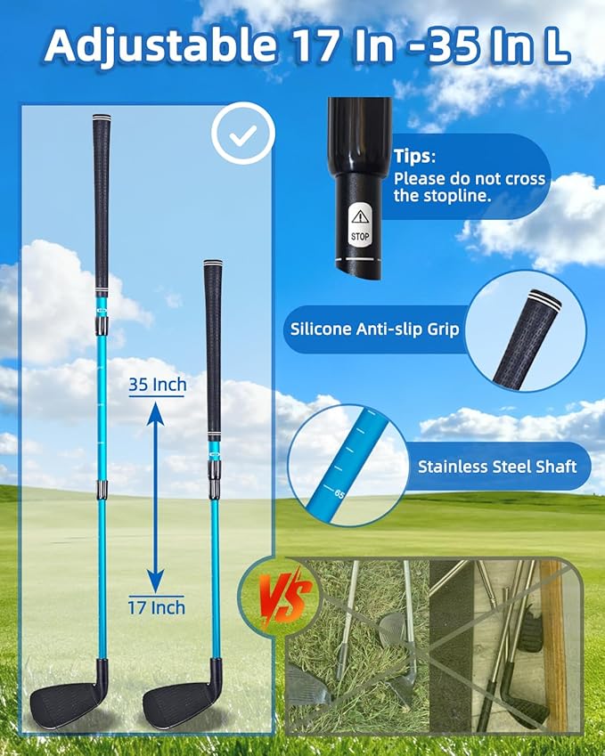 Golf Game with 2 Upgraded Golf Retractable Club,Practice Golfgame with 9 Buckets, Gift GolfOutdoor for Family and Adults,Holes Outdoor Game for Lawn,Yard
