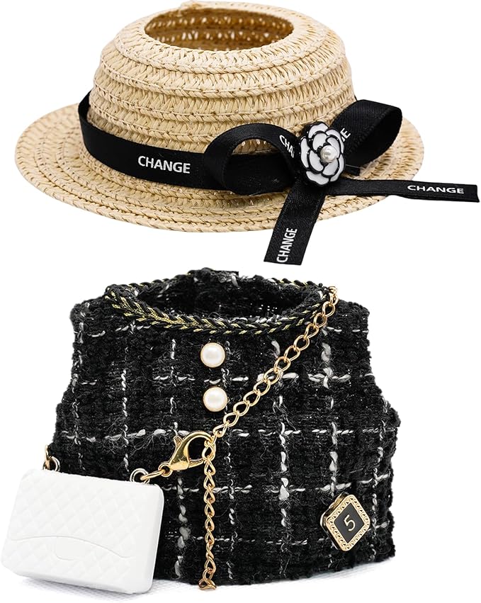Clothes for 17cm Dolls, Premium Dolls Accessories with Luxury Chic Style Set High-End Fashion Outfit for Play & Display Black (Including Bag)