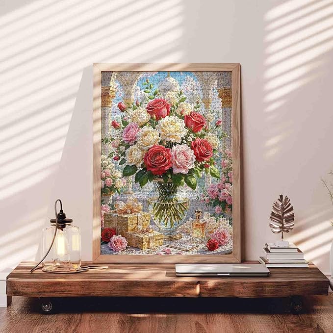 Rose Jigsaw Puzzles Flowers Floral 1000 Piece Mixed Roses Puzzles for Adults,Blossom Flowers Puzzles for Challenging Family Activity Games for Home Wall Decor Gifts - 20 x 27 Inches