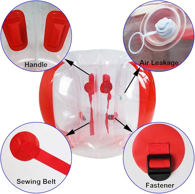 ZHUYNXIR 2 PC Sumo Ball for Adults, Bumper Bounce Balls for Kids, Inflatable Bounce Ball for Kid, Body Zorb Ball for Kids Outdoor Team Gaming Play (48 in,Red+Red)