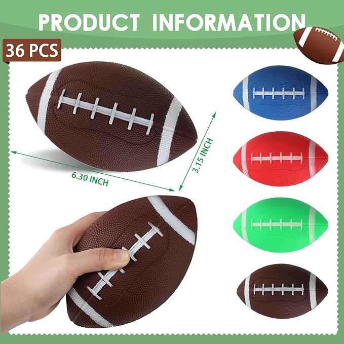 Sosation 20 Pcs Mini Inflatable Football Bulk Small Football Party Favors Themed Gifts Rugby Playground Toys for Outdoor and Indoor Games