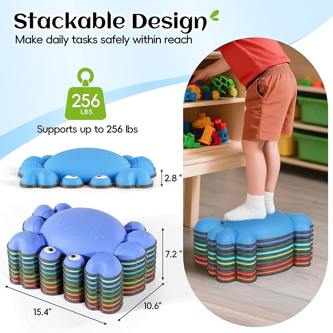 TOPNEW Stepping Stones for Kids, Non-Slip Balance Stepping Stones for Promoting Children's Coordination Skills, Toddler Stepping Stones Obstacle Course for Kids Age 3 4 5 6 7+