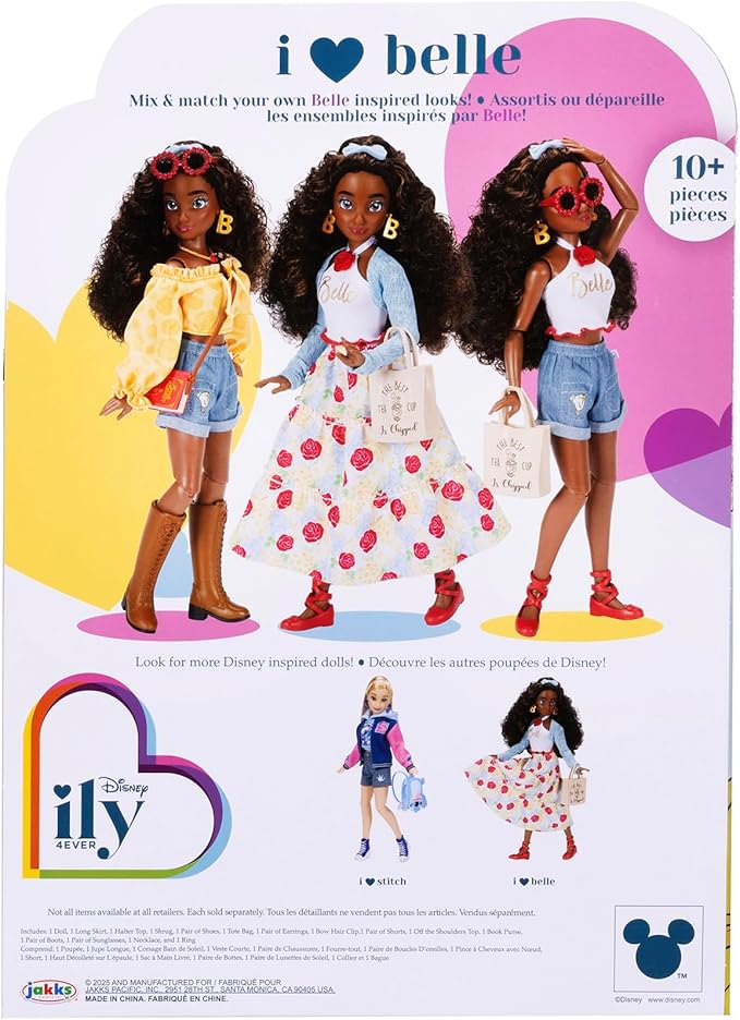 Disney ILY 4ever Fashion Dolls Inspired by Belle 11.5" Tall with 13 Points of Articulation, Two Complete Mix-and-Match Outfits and a Glittery Mickey Ring Included for You!