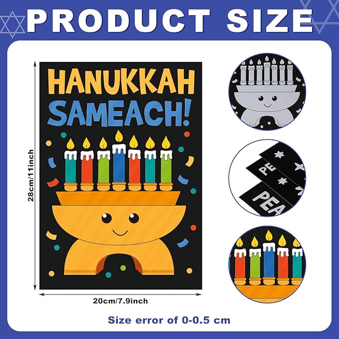Zhanmai 30 Pcs Color Your Own Funny Hanukkah Posters DIY Happy Hanukkah Crafts Bulk Color Your Own Menorah Poster DIY Crafts for Chanukah Party Holiday Home Activities