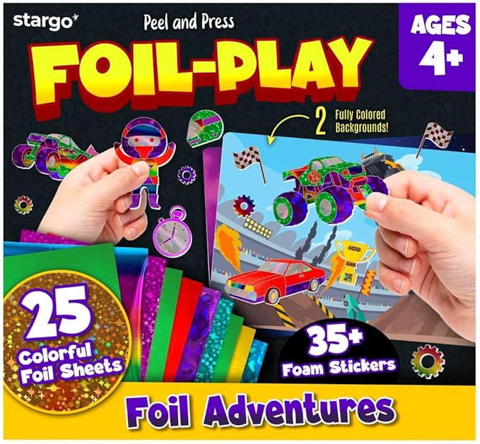 stargo 2 Pack – Foil Art Kit for Kids, Fun Craft Set with Stickers & Foil Sheets – Creative Arts & Crafts Activities for Gifts, Birthday Party, Girls, Boys Ages 4-8, 4-6, 5 6 7 8