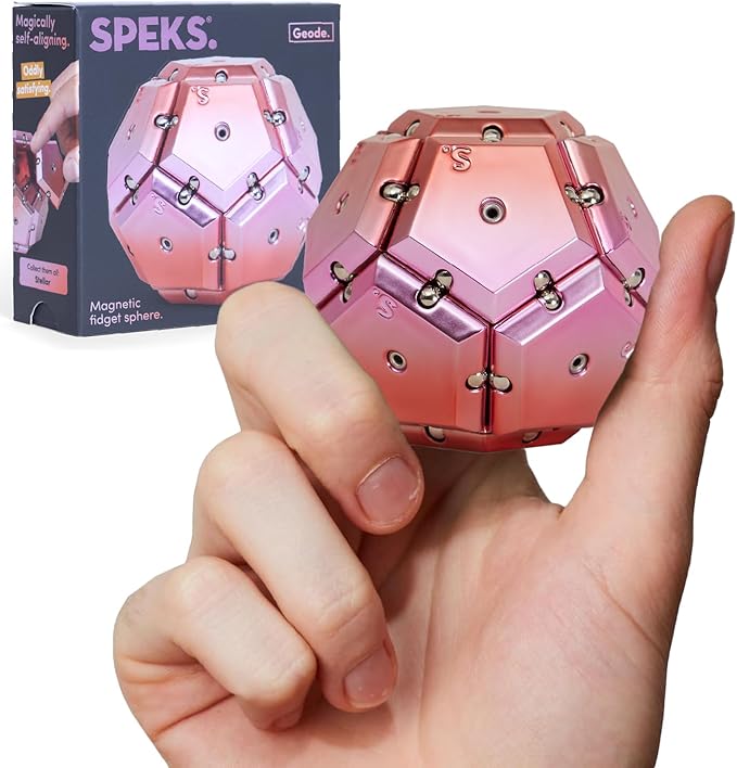 Speks Geode Magnetic Fidget Toy | Sensory Desk Toy for Adults & Teens 14+ | Stress Relief Gift | Sphere, Pink