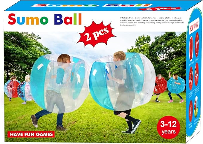 ZHUYNXIR 2 PC Sumo Balls for Kids, Bumper Bounce Balls for Kids, Kid Sumo Balls, Lawn Game Ball for Kid Outdoor Team Gaming Play(36IN,B+Blue)