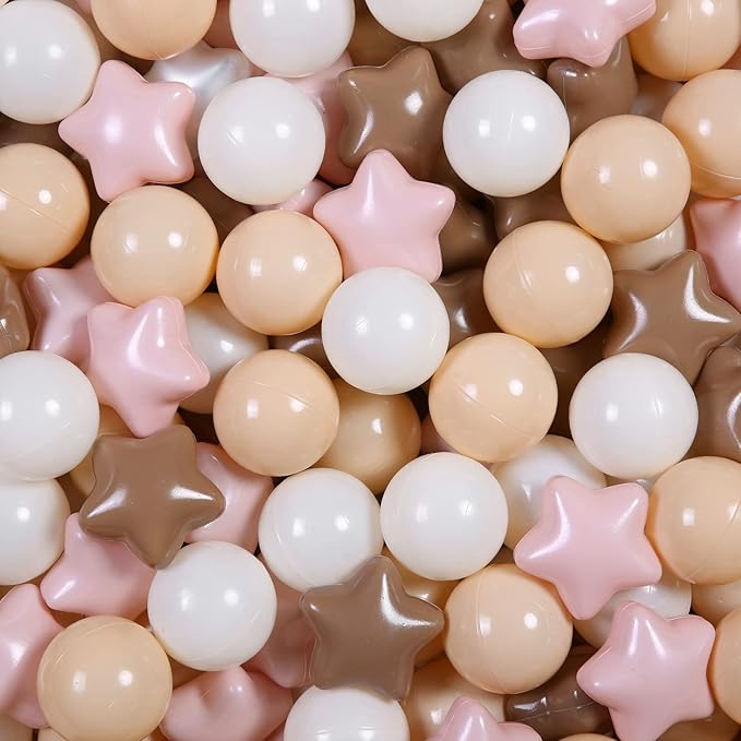 Realhaha Ball Pit Balls 50 100 200 500, Star Shapes for Babies Kids Playpen Plastic Balls for Babies Ball Pool Puppy Playballs