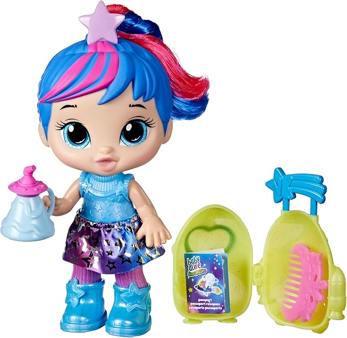 Baby Alive Star Besties Doll, Stellar Skylar, 8-inch Space-Themed Doll for 3 Year Old Girls and Boys and Up, Accessories