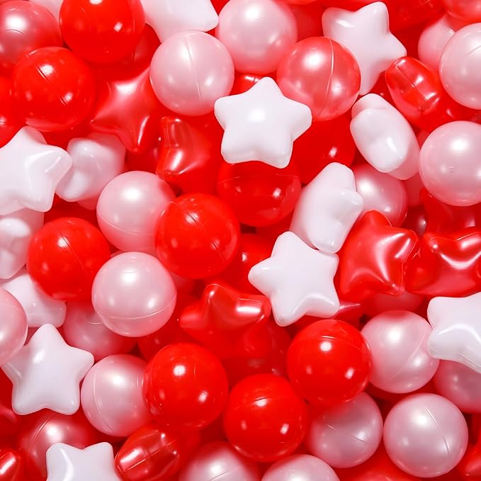 STARBOLO Star Ball Pit Balls for Toddlers- 500 Pieces Bulk Pack Crush Proof Plastic Toy Balls for Toddler Ball Pits, Ballpit Play Tent, Baby Pool Water Toys, Christmas Party Decoration, Photo Props
