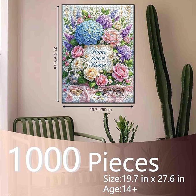 Hydrangea Jigsaw Puzzles Flowers Floral 1000 Pieces Flowers Floral Puzzles for Adults,Blossom Flowers Puzzles for Challenging Family Activity Games for Home Wall Decor Gifts - 20 x 27 Inches