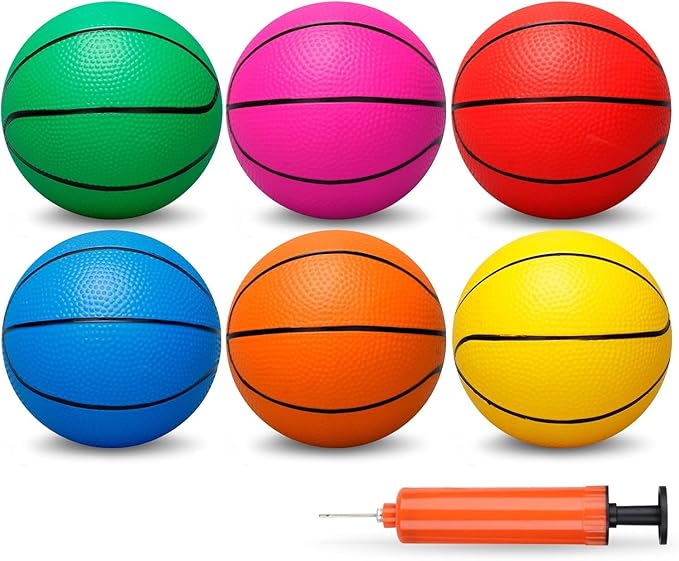6 INCH PVC Mini Basketball for Indoor Mini Hoops, Soft 6" Rubber Replacement for Over Door Hoops, Ideal for Adults & Kids