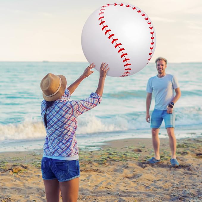 Bencailor 3 Pieces 26 Inch Inflatable Baseballs Large Inflatable Beach Ball Giant Inflatable Baseball Baseball Toys Bulk for Teens Adults Beach Game Outdoor Party Favor Sport Activity