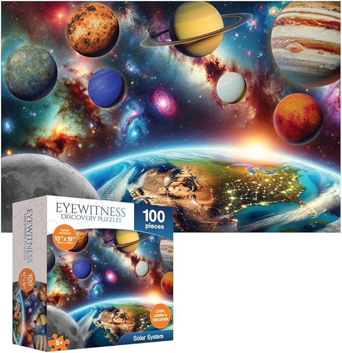 Eyewitness Discovery Puzzle Solar System, 100 Piece Jigsaw for Kids, Educational Learning Toy for Boys & Girls, Children Ages 5+