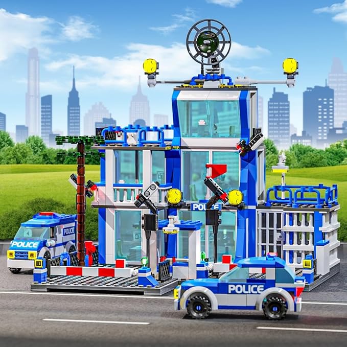 MindBox City Police Station Building Sets, 570pcs City Police Sets Toy Building Bricks Kit for Boys 8-12