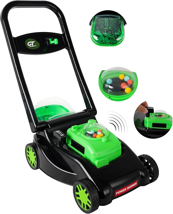 Kids Lawn Mower with Realistic Grass-Cutting Action and Sounds – No Batteries Required | Fun Outdoor Push Toy, Birthday Gift & Holiday Present for 3, 4, 5, 6, 7, 8 Year Old Boys and Girls (Black)