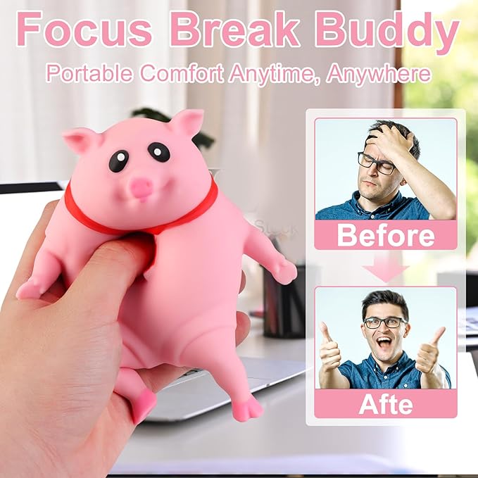 Indestructible Pig,Squishy Toys,Stretchy Glue-Sand Filled Rubber Pig,Animal High-Elastic Stretchable,Decompression Toy for Adults(5.1*5.1In)