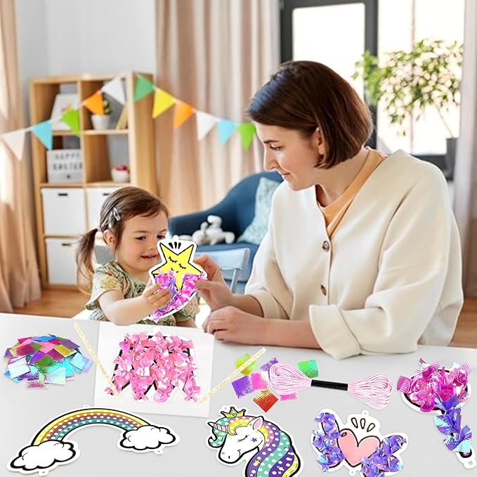 Poke-in Fun Art Fabric Craft,Magical Princesses Kits,Arts and Crafts for Kids,Mess Free Kids'Paper Craft Kits,Art Activity Birthday Christmas Gift Ideas for Children,Toys for Girls &Boys Ages 4-10+