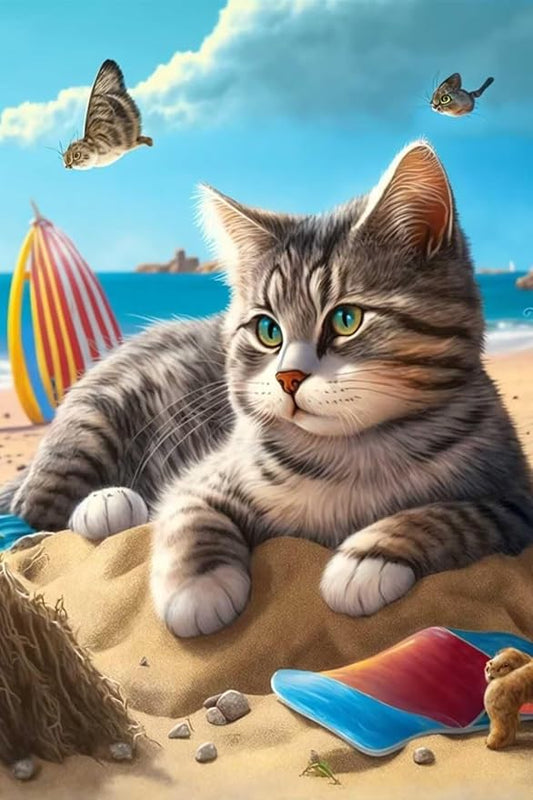 1000 Pieces of Puzzle,Kittens and Beach Animal Series Wooden Puzzle,Dust-Free Perfect Interlocking,Suitable for Home Decoration,Birthday Gifts,Suitable for Both Men and Women