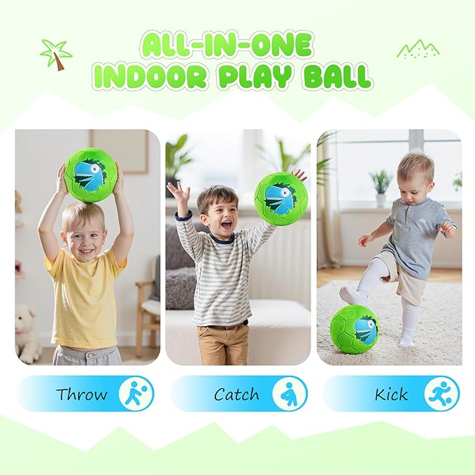 PlayZap Soft Ball for Toddlers & Babies - Small, Safe & Easy-to-Grip Kickball, Great Easter Basket Stuffer & First Birthday for Boys & Girls, Plush Indoor Soccer Toy for Ages 1-3 3-8