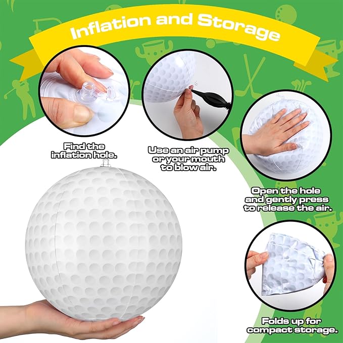 12 Pcs Golf Beach Balls 7.87 Inch Sport Theme Inflatable Pool Toys for Adult White Golf Beach Ball Bulk for Summer Swimming Pool Sport Games Party Favors