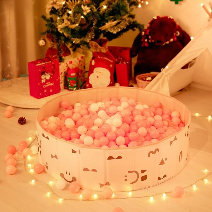 GOGOSO Ball Pit Balls for Toddler, Baby Plastic Playballs Kids Soft Pastel Pelotas Non-Toxic BPA-Free 2pink+White+Clear 50 Balls