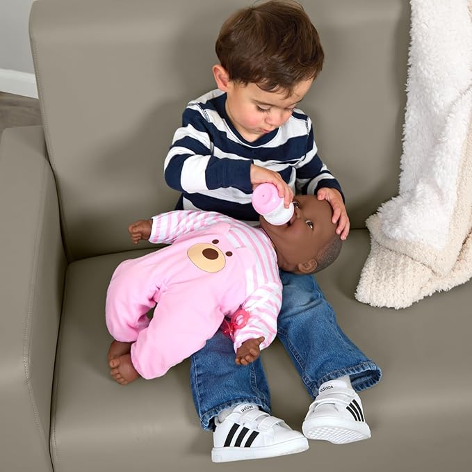JC Toys ‘Lots to Cuddle Babies’ African American 20-Inch Purple Soft Body Baby Doll and Accessories Designed by Berenguer