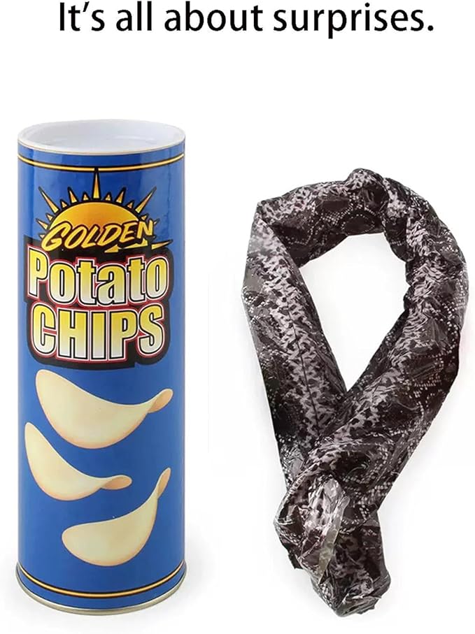 The Potato Chip Snake Can Jump Spring Snake Toy Gift April Fool Day Halloween Christmas time Party Decoration Jokes in A Can Gag Gift Prank Blue (Color)