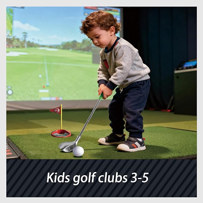 Kids Golf Clubs Set for 3-8 Years Old, Adjustable, Indoor & Outdoor, Includes 3 Clubs, 2 Golf Holes with Flags, 2 Tees, 6 Balls, Sports Toy for Boys Girls Birthday