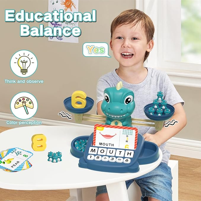 HOPEEYE Dinosaur Kindergarten Preschool Learning Activities Math Counting Matching Letter Toys - Toddler Educational Toys for 3 4 5 6 7 Year Olds Boys Birthday Gift Games for Kids Ages 5-7 3-5