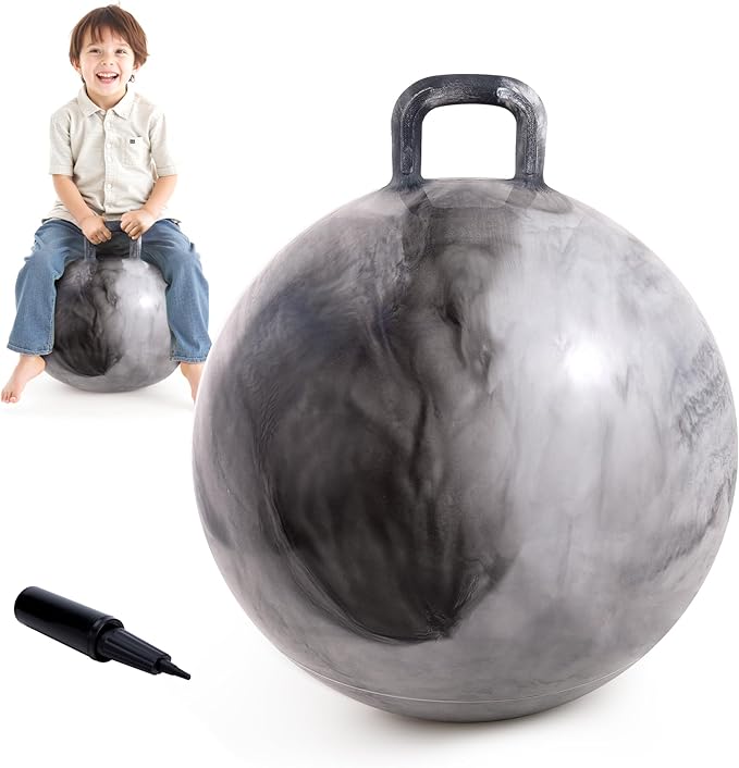 EVERICH TOY Hopper Ball for Kids, 18In Ride On Bouncy Ball with Handle, Grey Clouds Boys Girls Toys for Indoor Outdoor Active Play Toys, Best Christmas Boys Girls Gifts for 4 5 6 7 8 Yr Old