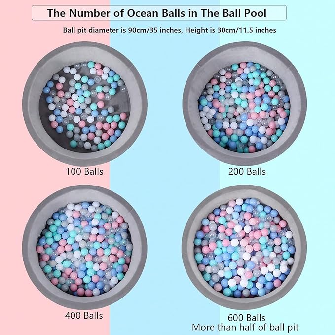 MoonxHome Ball Pit Balls for Toddlers, BPA Free Crush Proof Plastic Toy Balls for Ball Pit, Children's Pool Water Toys, Macaron Ocean Balls for Play Tent 2.15 Inch Pack of 100 200 500 800 1000