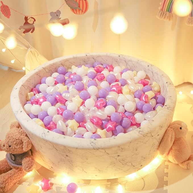 Star Ball Pit Balls for Toddlers -200pcs Phthalate Free BPA Free Crush Proof Play Balls Macaron Children's Ocean Balls Play Tent Pool Playhouse Playpen Party Decoration.