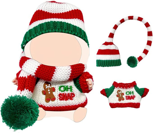 17cm Doll Clothes,15cm Dolls Christmas Outfit Set,Accessories for Dolls,Christmas Clothes Set (No Doll) (Green+Red 02)