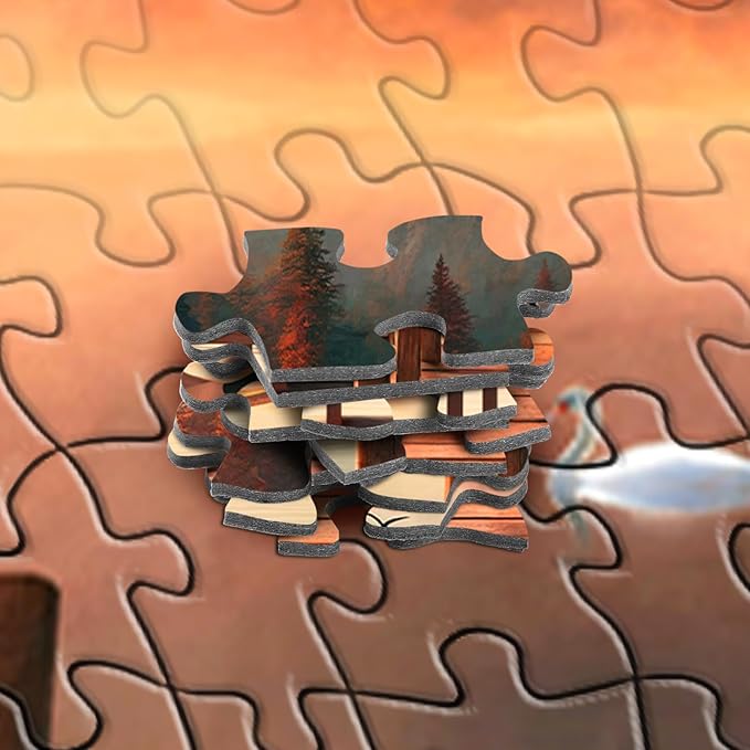 1000 Pieces Puzzle for Adults, Rocorose Lakeside Evening Sunset Scenery Cabin Jigsaw Puzzle, Nature Landscape Challenging Family Puzzle Gift Perfect for Game Nights