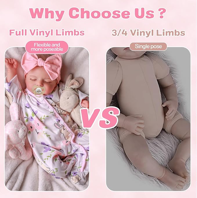 BABESIDE Lifelike Reborn Baby Dolls Girl - 20 Inch Realistic Newborn Baby Doll with Poseable Body, Real Life Baby Dolls with Accessories for 3+ Year Old Girls Gifts, Pretend Play, Collection