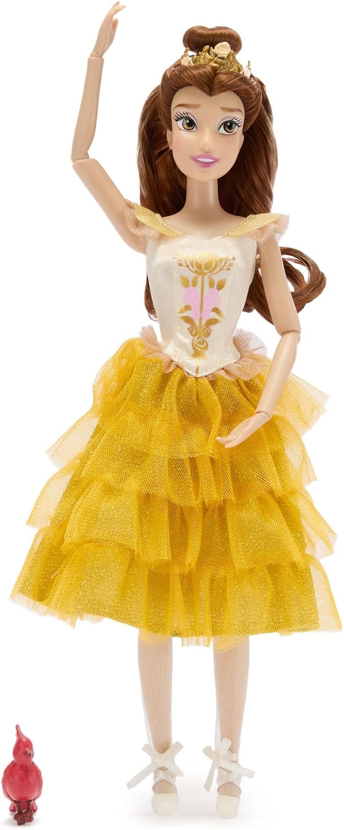 Disney Store Official Princess Ballet Doll - 11 Inch Belle Ballerina Doll - Includes Molded Hair Clips, 2 Tutu Outfits, Accessories and Robin Figure - Disney Princess Toys for Girls