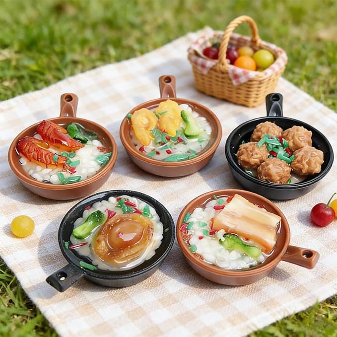 5Pcs 1:12 Scale Dollhouse Food Set, Miniature Food for Dollhouse Kitchen, Realistic Mini Food Tabletop Decor Accessories (FiveDishes)