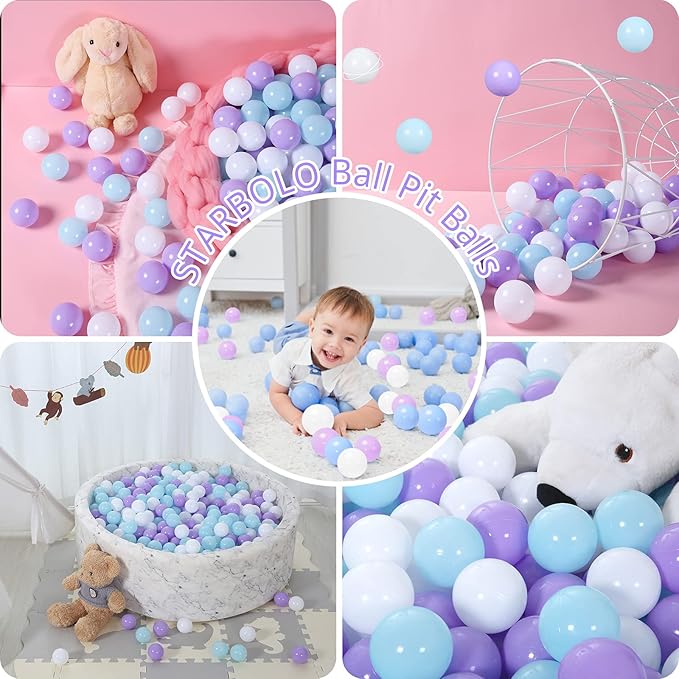 STARBOLO Ball Pit Balls for Toddlers Phthalate Free BPA Free Non-Toxic Crush Proof Play Balls for Toddlers Kids Pool Playhouse Pack of 100 200 500
