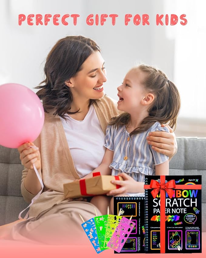 OSLINE Arts and Crafts for Kids Ages 3-5-10 Girls Boys,Rainbow Scratch Paper Art Notebooks,Art Supplies Kit for Gift, Party Favor Toys for 4-8 Year Old,Easter Birthday Gifts for Kids 6-12