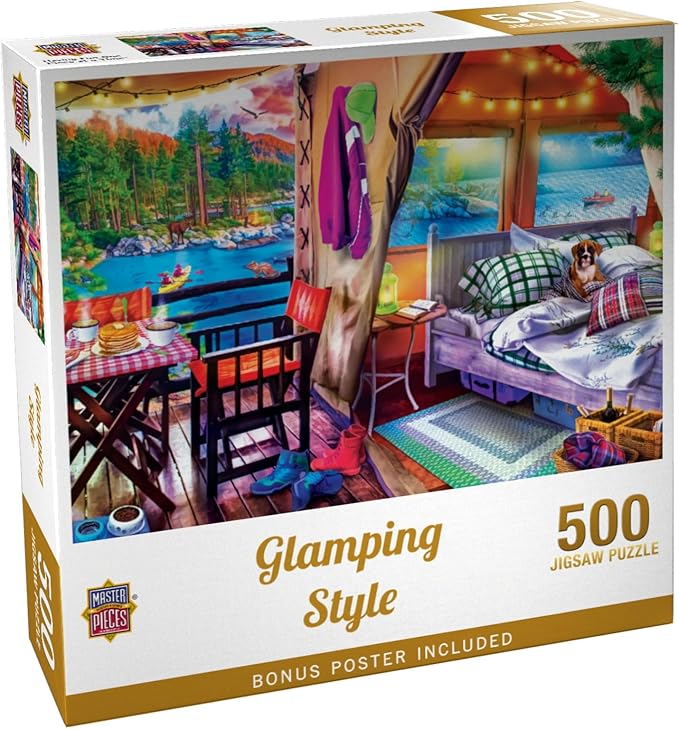 Masterpieces Jigsaw Puzzle 500 Pieces Adult Glamping Style, Nature Camping Scene, Challenging Puzzle for Adults & Families, 19.25"x26.63", Relaxing Brain Game, Ages 14+