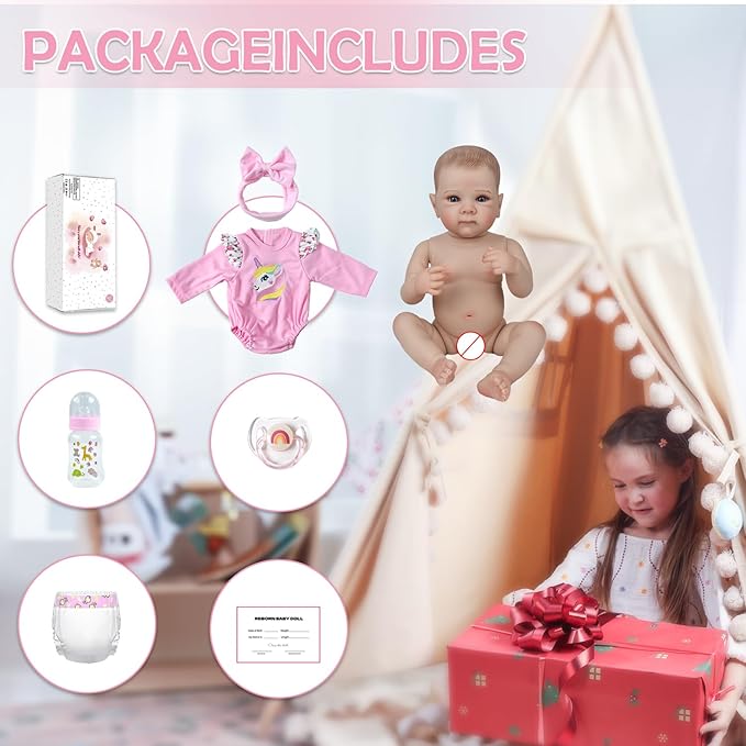 KSBD Reborn Baby Dolls - 20-inch Realistic Baby Doll Girl, Lifelike Newborn Baby Doll with Full Vinyl Body, Handmade with Accessories, Real Life Baby Doll for 3+ Years Old Kids Gifts