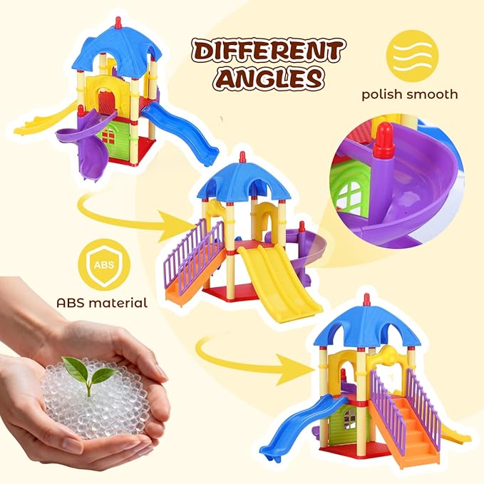 Garneck Miniature Playground Set Dollhouse Decor: Mini Playground Model with Slide and Stairs Plastic Furniture Accessory for Dollhouse Sand Table Diorama Small Playset Home Decoration