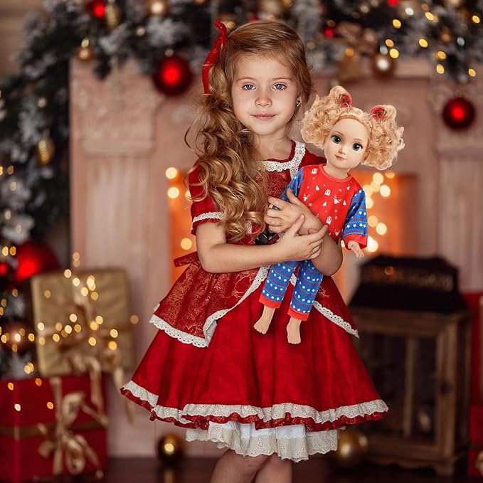JANYUN 6 Set 18 Inch Doll Clothes and Accessories, Christmas Pajamas Set for 18 Inch Doll for Birthday